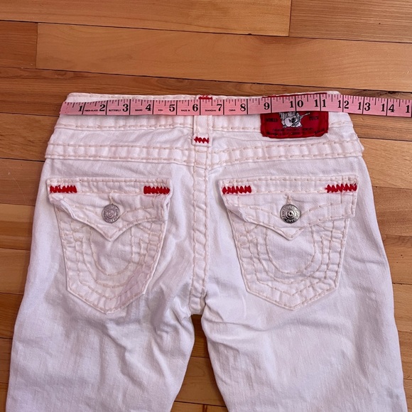 True Religion White Billy Low Rise Jeans with Red and Cream Stiching - Size 24 - Picture 14 of 16